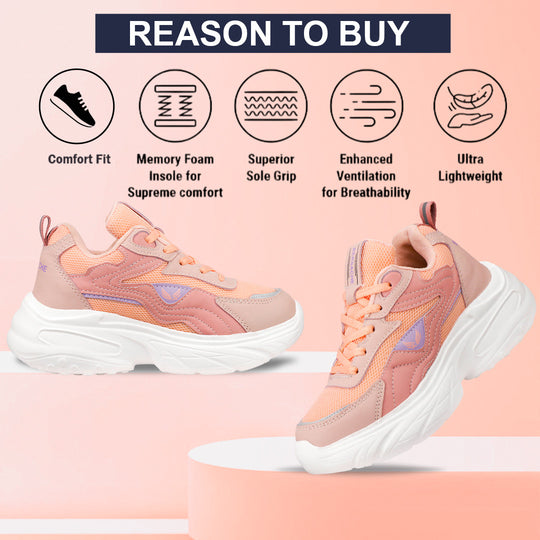 Bersache Premium Sports ,Gym, Trending Stylish Running Colour Changing shoes for Women (8105-Pink)