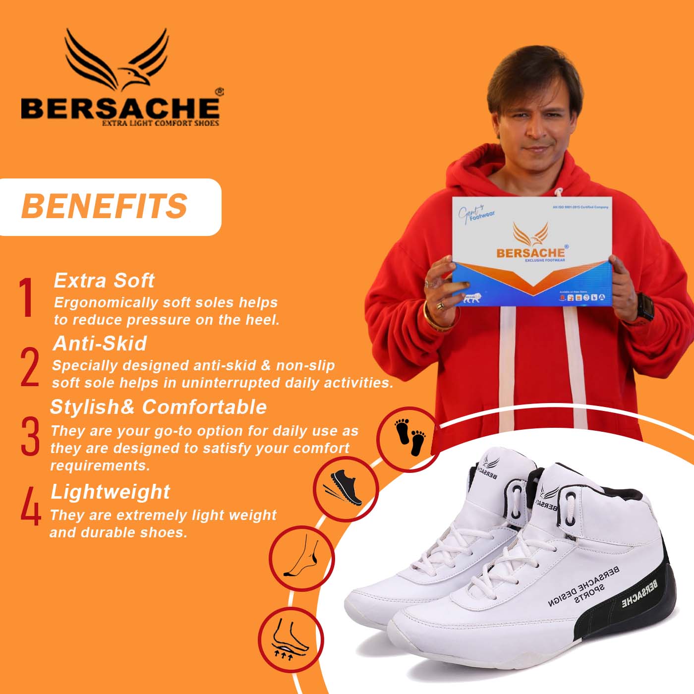 Bersache Running Sports Shoes For Men (White-9016)