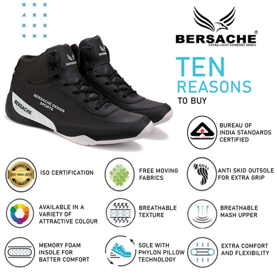 Bersache Lightweight Casual Sneaker Shoes For Men Black-9017