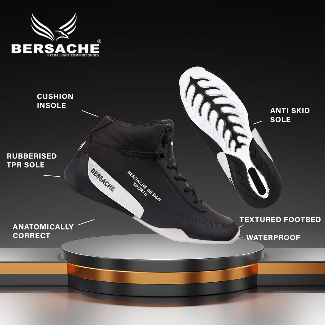 Bersache Lightweight Casual Sneaker Shoes For Men Black-9017