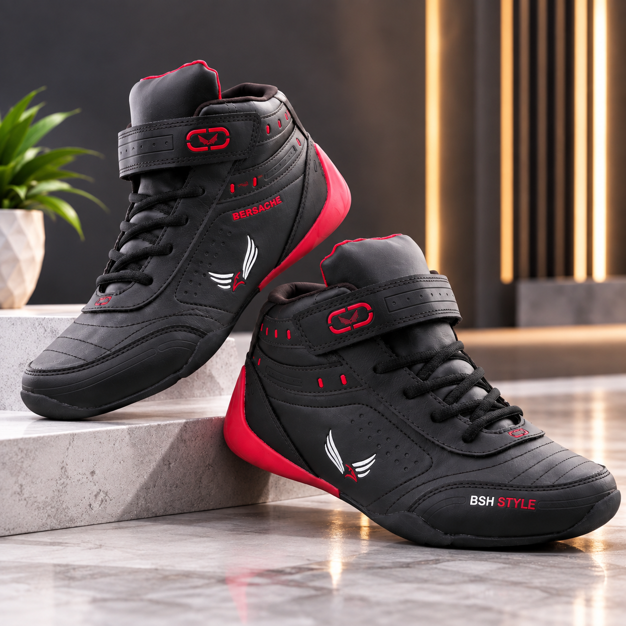 Bersache Lightweight Casual Sneaker Shoes For Men Black-9020.