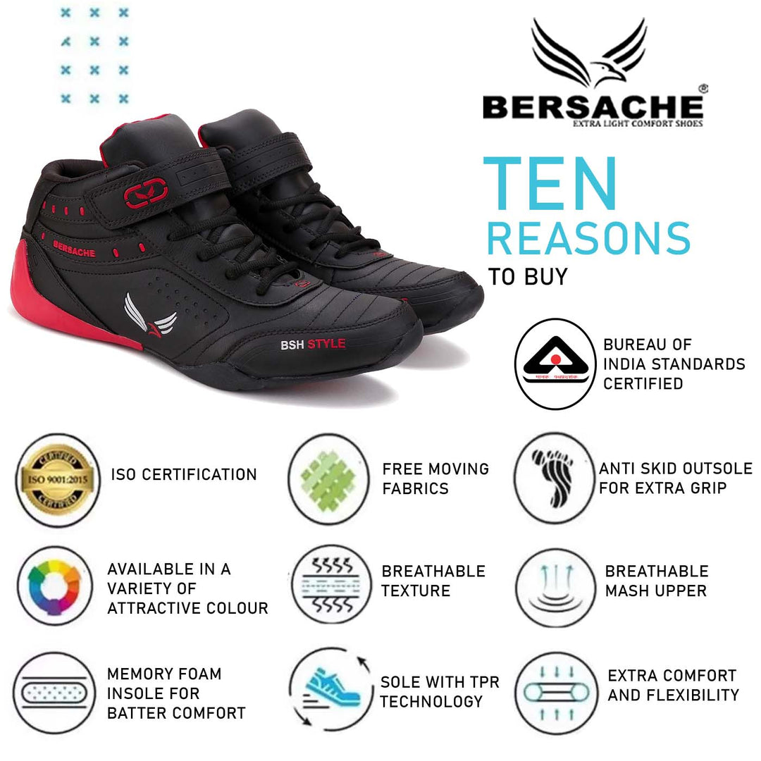 Bersache Lightweight Sports Running Shoes For Men Black-9020