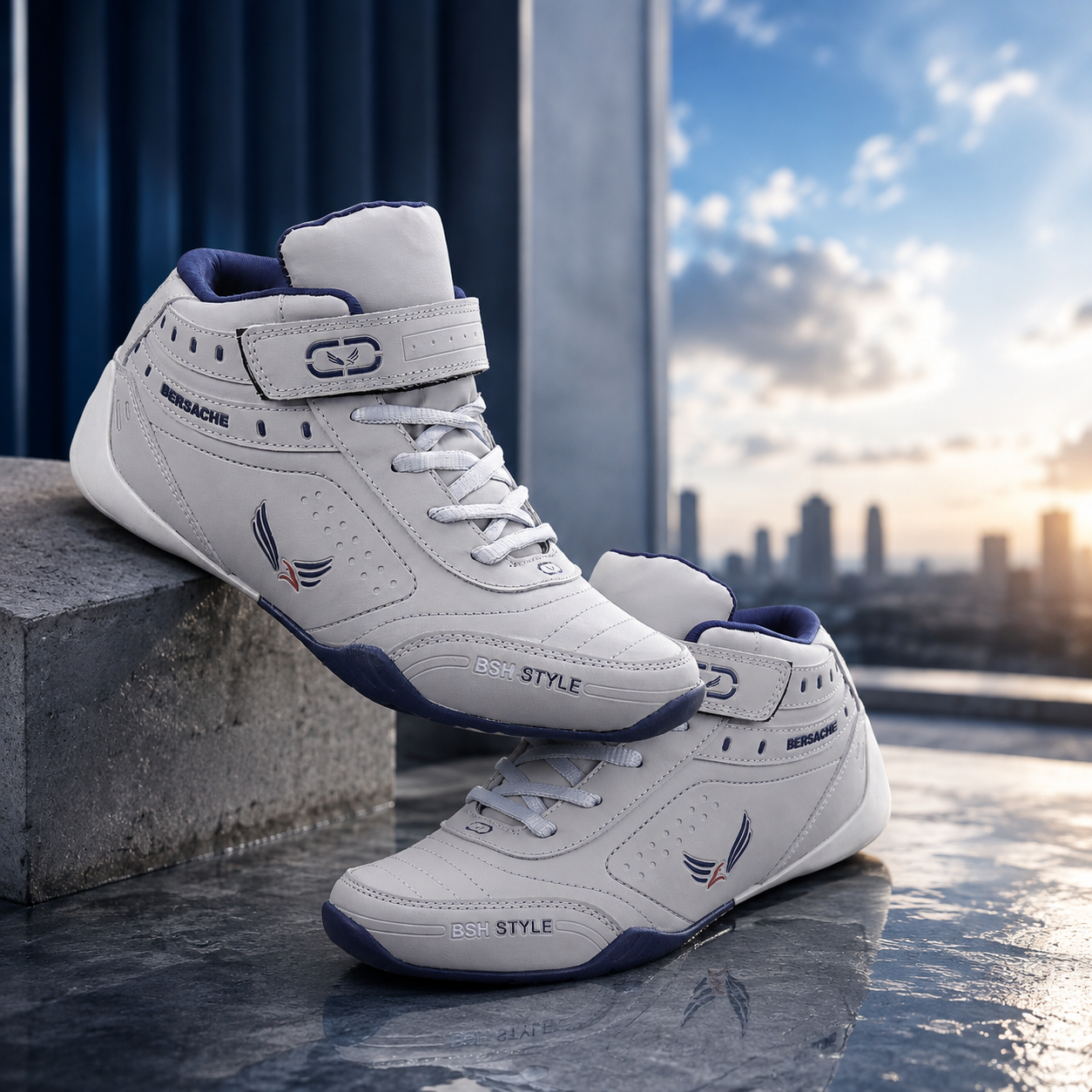 Bersache Lightweight Casual Sneaker Shoes For Men Grey-9021.