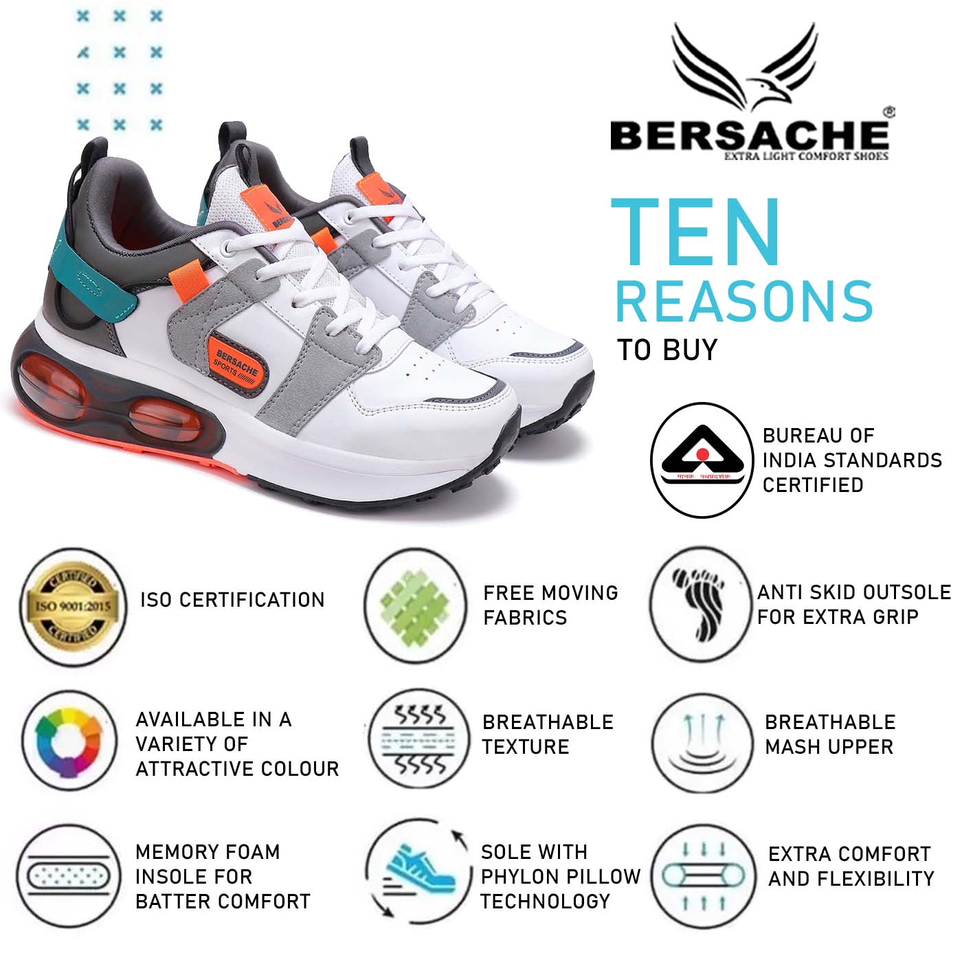 Bersache Lightweight Casual Sneaker Shoes For Men Red-9045