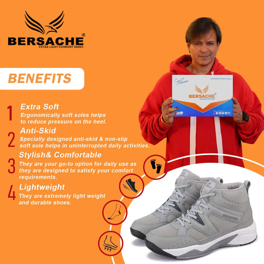 Bersache Sports Running  Shoes For Men  (Grey-9069)