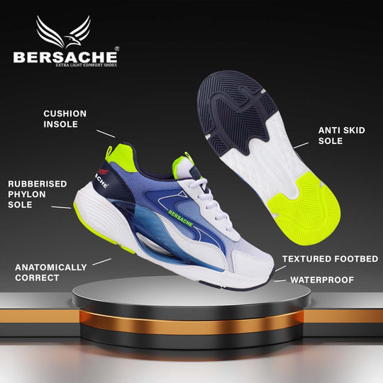 Bersache Lightweight Sports Running Shoes For Men Blue-9071