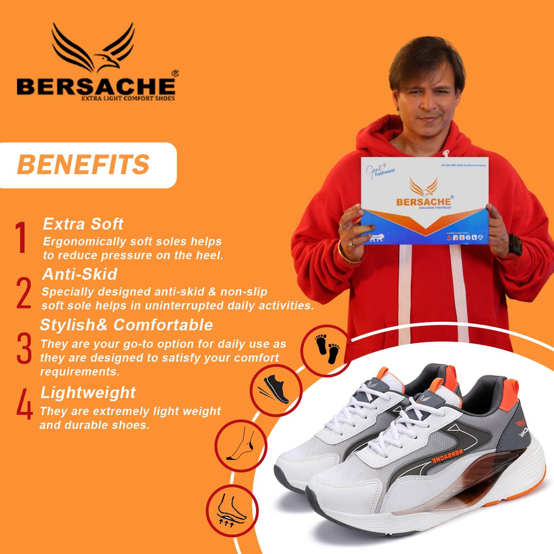 Bersache Lightweight Sports Running Shoes For Men Orange-9072