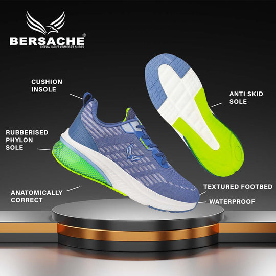 Bersache Lightweight Sports Running Shoes For Men Blue-9075