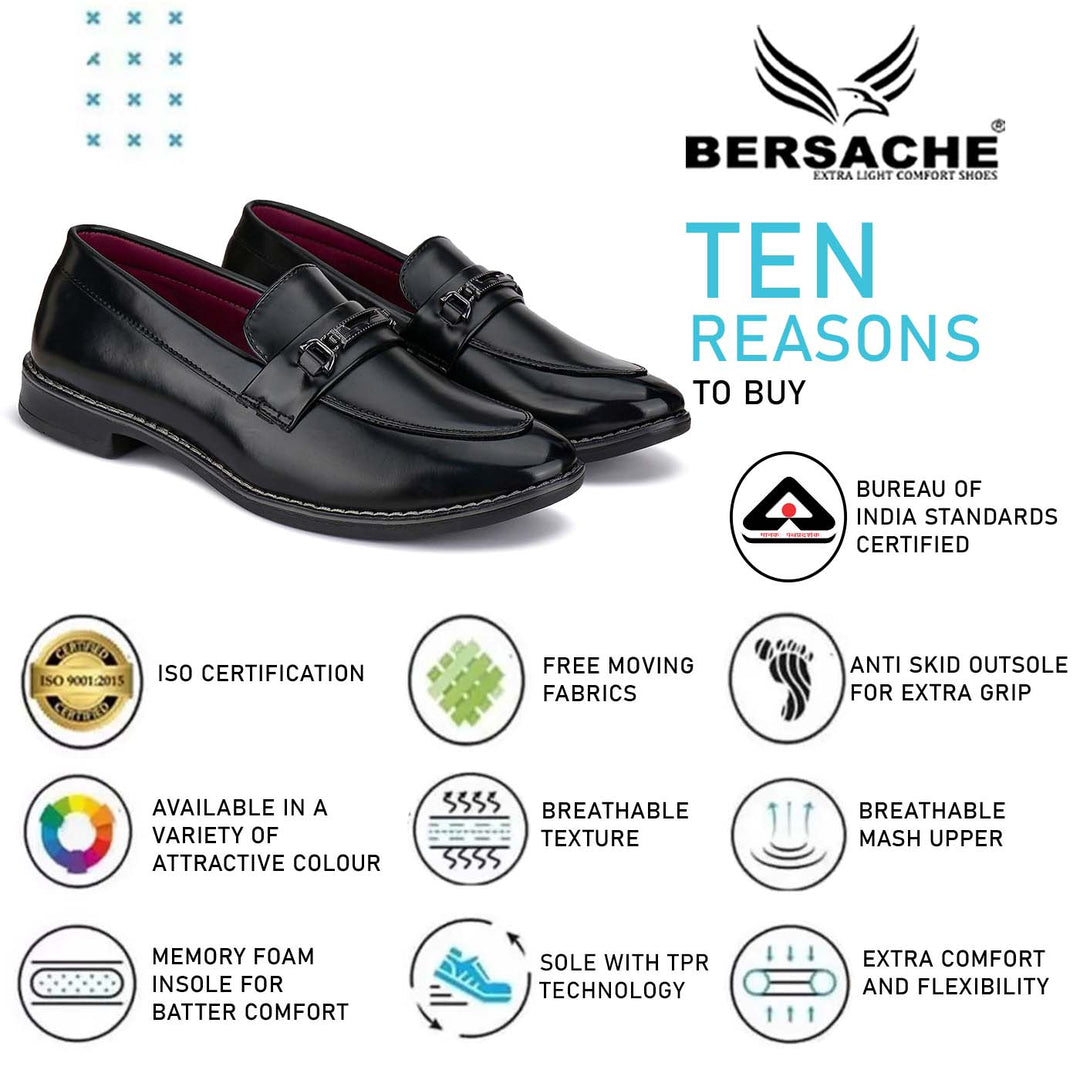 Bersache Comfortable Formal Outdoor Stylish Officewear Partywear Shoes For Men 9089 (Black)