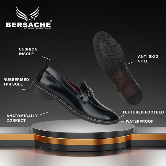 Bersache Comfortable Formal Outdoor Stylish Officewear Partywear Shoes For Men 9089 (Black)