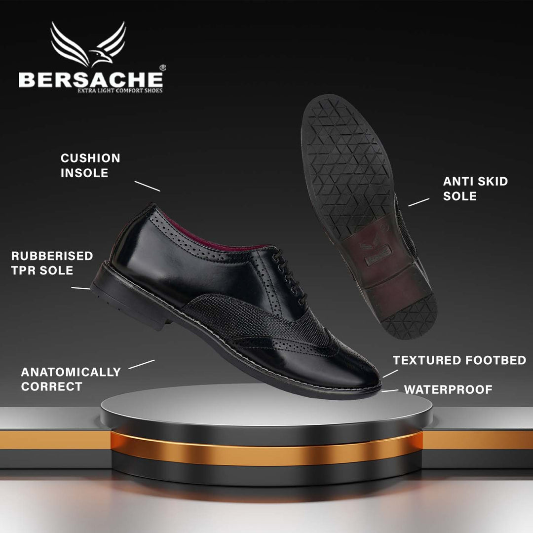 Bersache Comfortable Formal Outdoor Stylish Officewear Partywear Shoes For Men 9098 (Black)