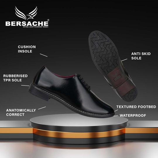 Bersache Comfortable Formal Outdoor Stylish Officewear Partywear Shoes For Men 9101 (Black)