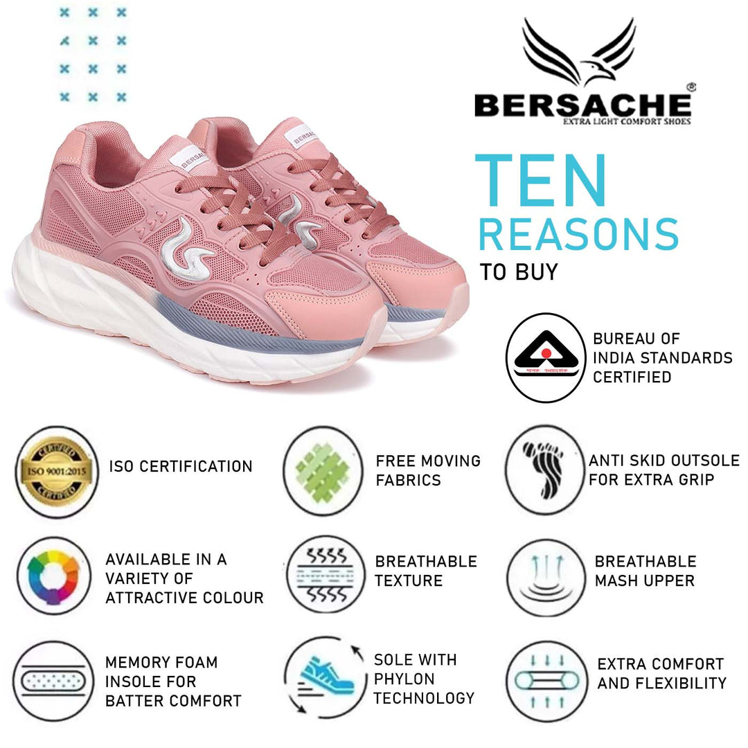 Bersache Sneaker, Loafers ,Casual with extra comfort snearkers for Women  (Pink-9104)