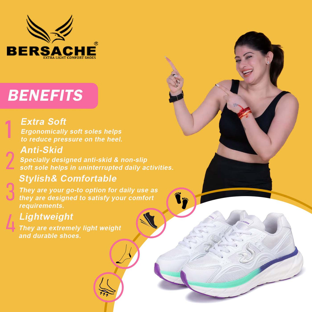 Bersache Sneaker, Loafers ,Casual with extra comfort sneakers for Women (White-9105)