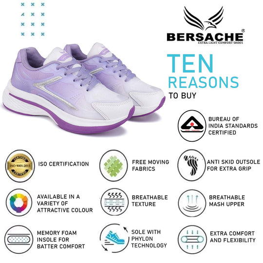 Bersache Premium Sports ,Gym, Trending Stylish Running shoes for Women (9117-Purple)