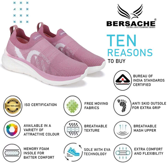 Bersache  Sneaker, Loafers ,Casual with extra comfort Sneaker for Women (Pink) -9121