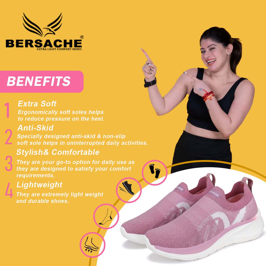 Bersache  Sneaker, Loafers ,Casual with extra comfort Sneaker for Women (Pink) -9121