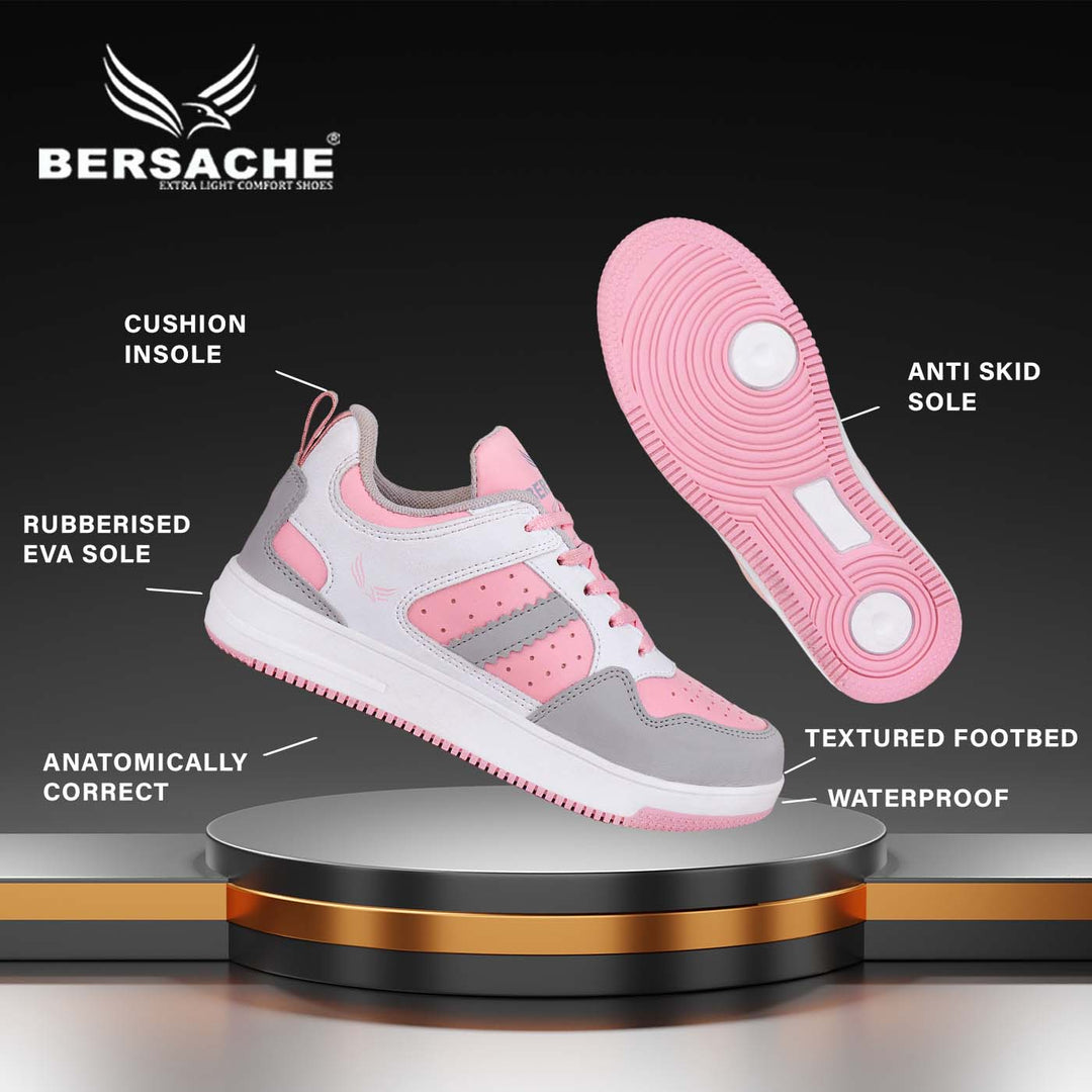 Bersache  Sneaker, Loafers ,Casual with Extra comfort Sneaker for Women (Pink-9137)