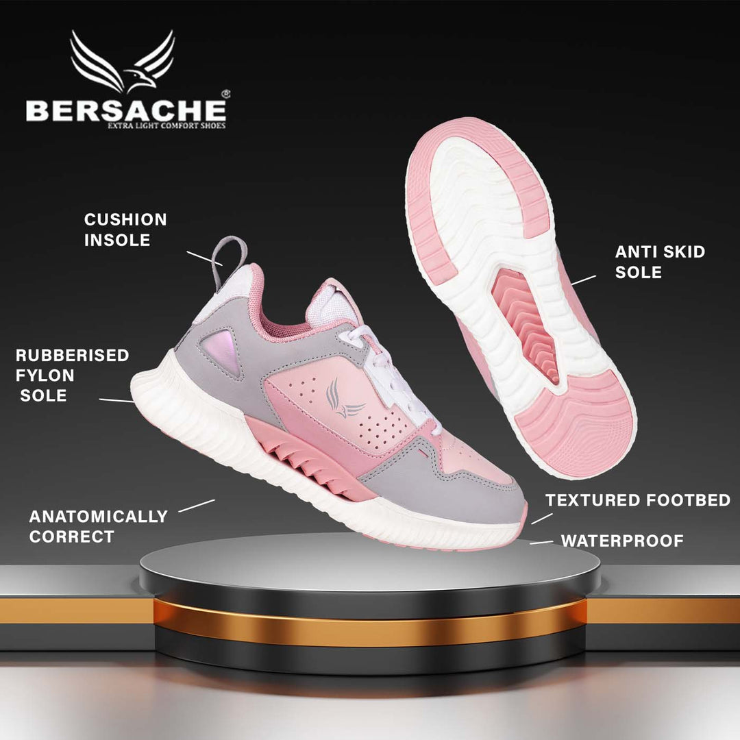 Bersache Premium Sports ,Gym, Trending Stylish Running shoes for Women (9146-Pink)