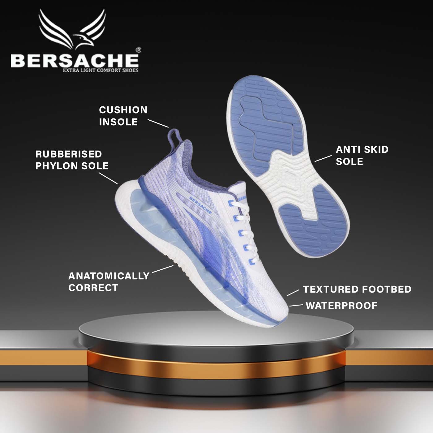 Bersache Premium Sports ,Gym, Trending Stylish Running Shoes For Men (9152-White)