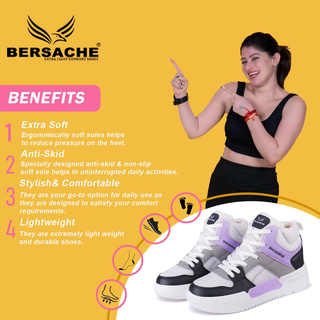 Bersache Sneaker, Loafers ,Casual With Extra Comfort Sneakers For Women/Girls-9156-(Purple)