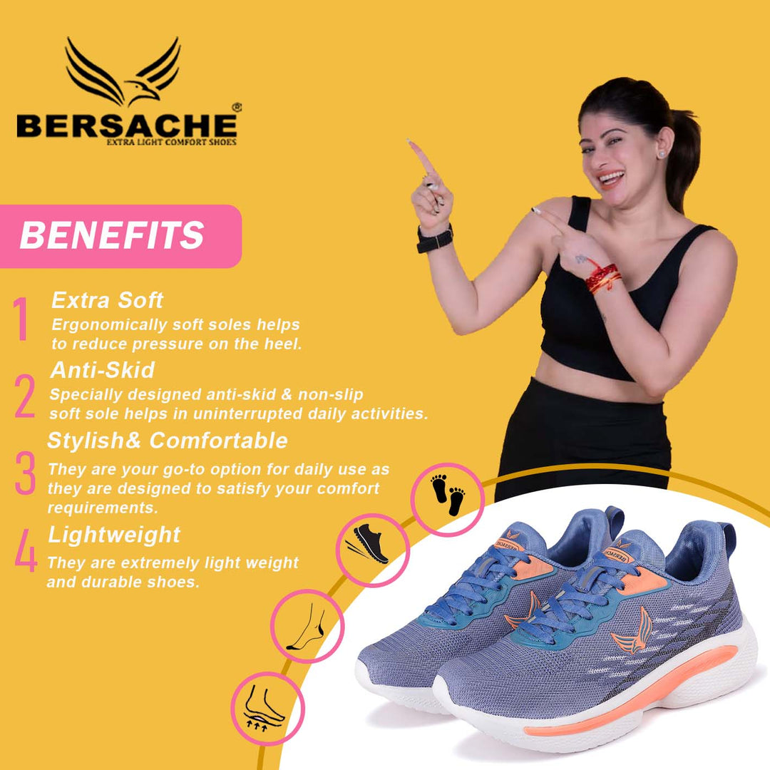 Bersache Premium Sports ,Gym, Trending Stylish Running shoes for Women's/GIRL's (9159-Blue)