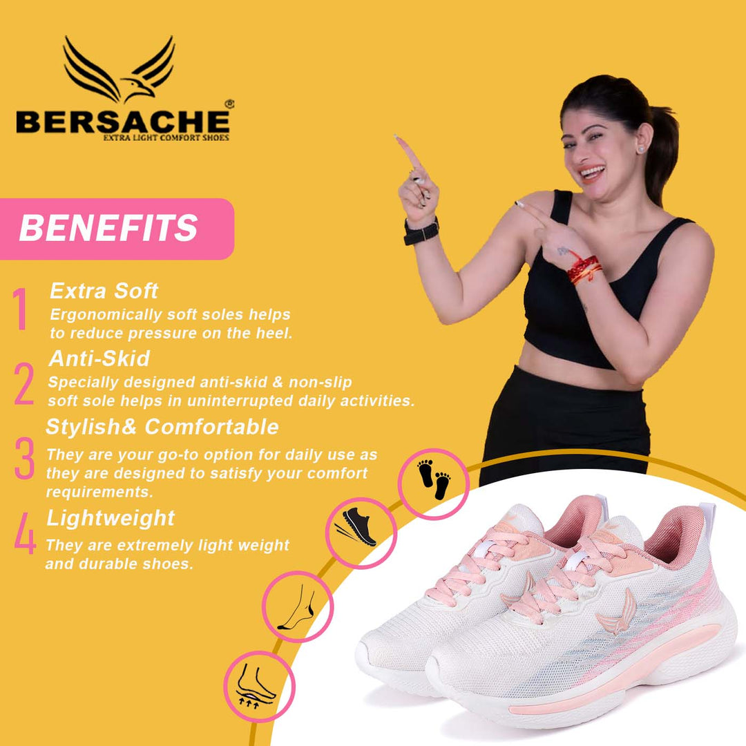 Bersache Sneaker, Loafers ,Casual With Extra Comfort Sneakers for Women's/GIRL's (9160-Pink)