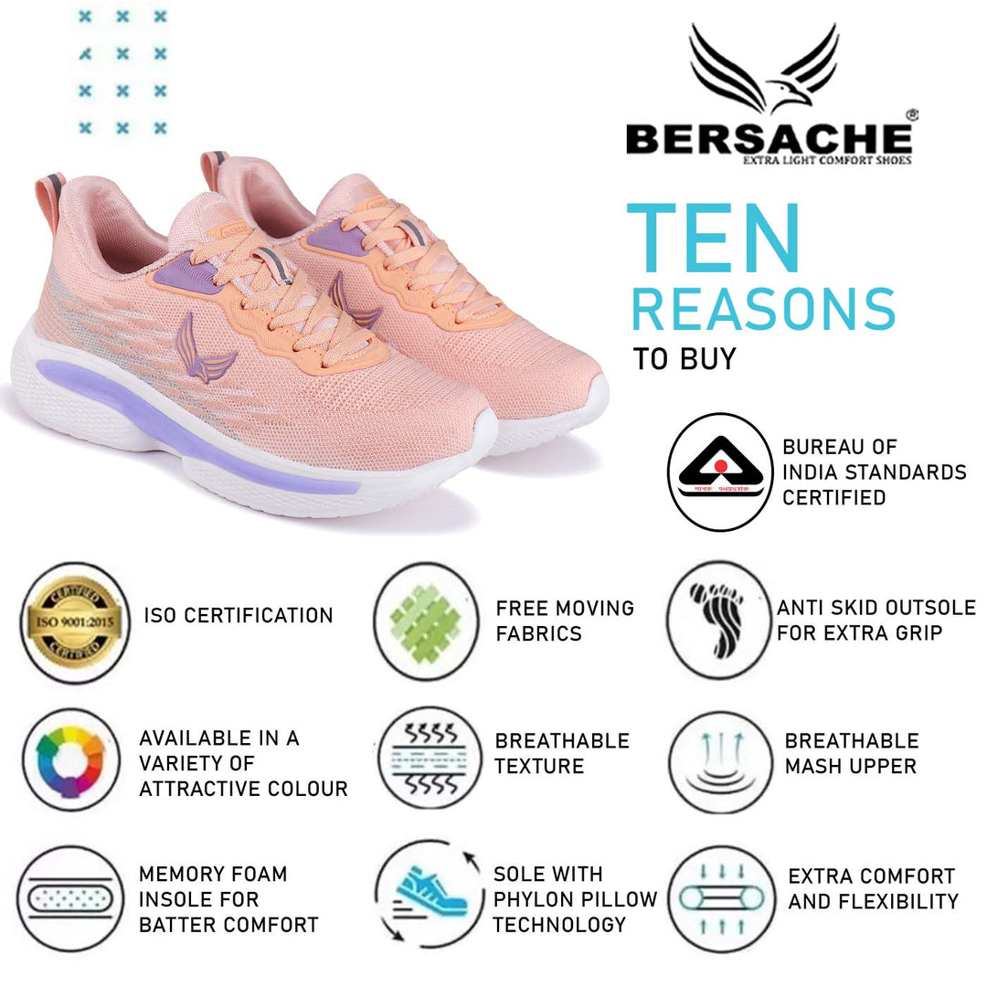 Bersache Sneaker, Loafers ,Casual With Extra Comfort Sneakers for Women's/GIRL's (9161-Pink)