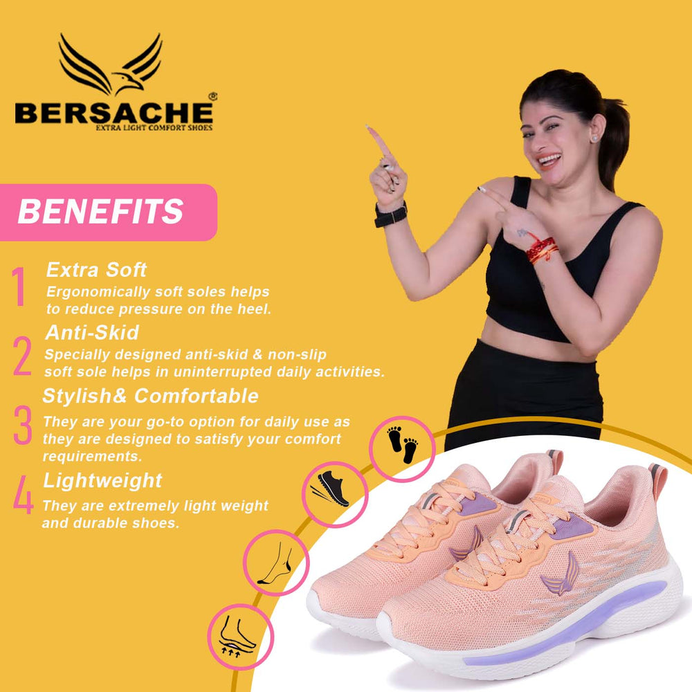 Bersache Premium Sports ,Gym, Trending Stylish Running shoes for Women's/GIRL's (9161-Pink)