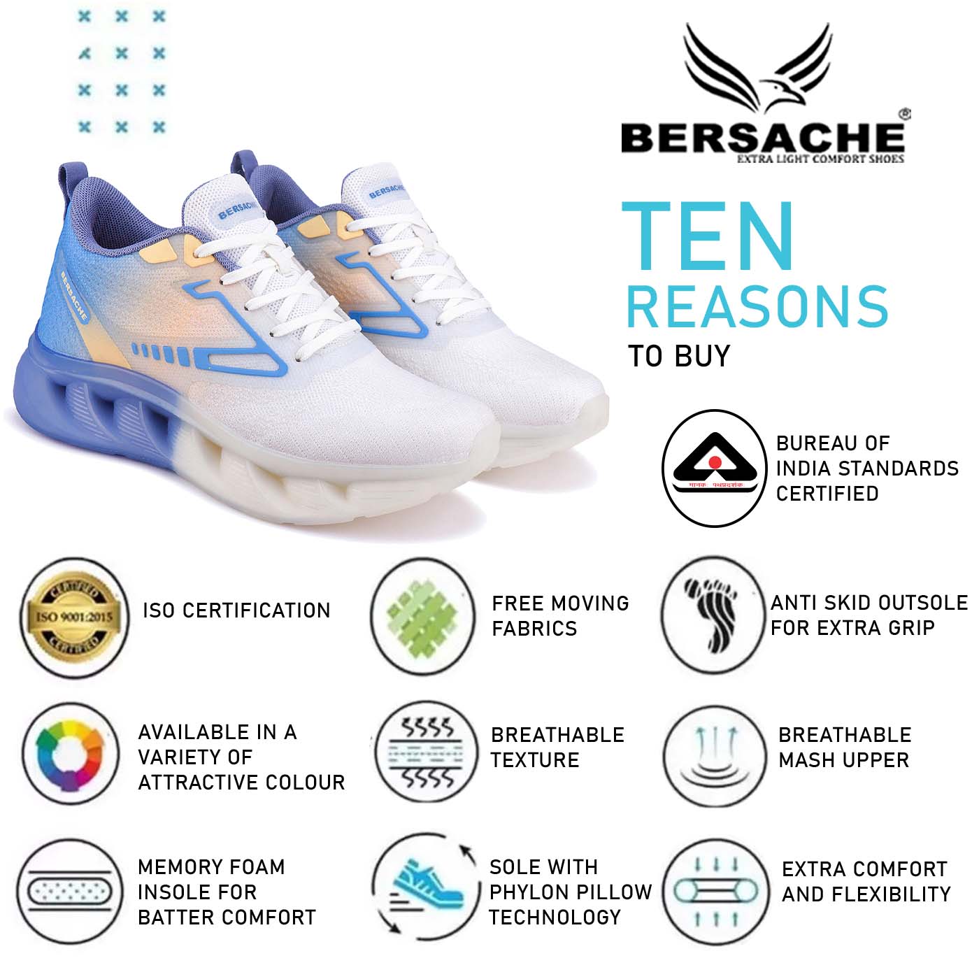 Bersache Sneaker, Loafers ,Casual With Extra Comfort Sneakers For Men (9169-Blue)