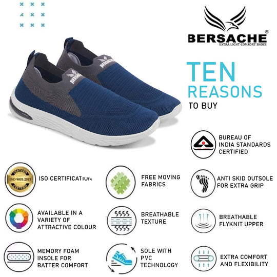 Bersache Lightweight Sports Running Shoes For Women's & Girl's-(8055-Blue)