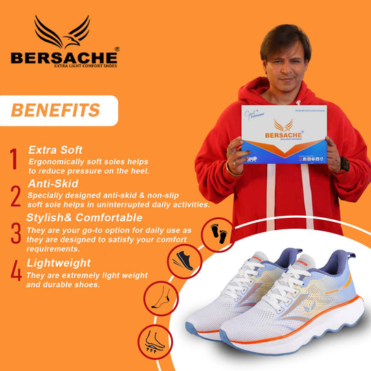 Bersache Sneaker, Loafers ,Casual With Extra Comfort Sneakers For Men (9174-Orange)