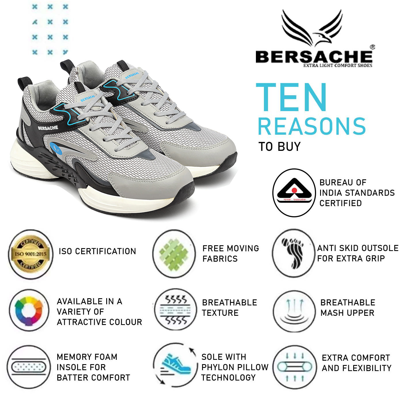 Bersache Sneaker, Loafers ,Casual With Extra Comfort Sneakers For Men  (9182-Grey)