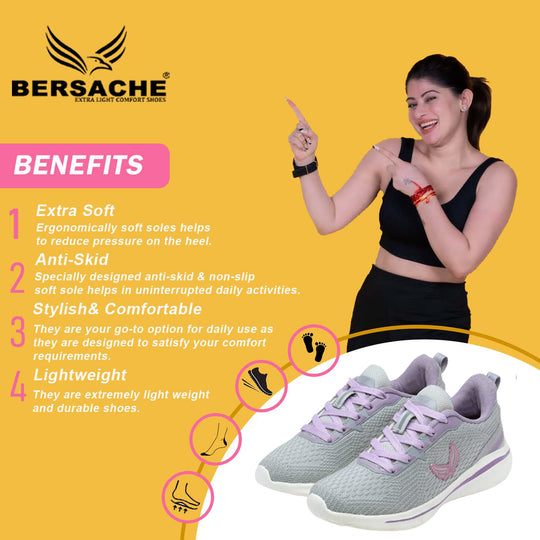 Bersache Sneaker, Loafers ,Casual With Extra Comfort Sneakers for Women's/GIRL's (9184-Grey)