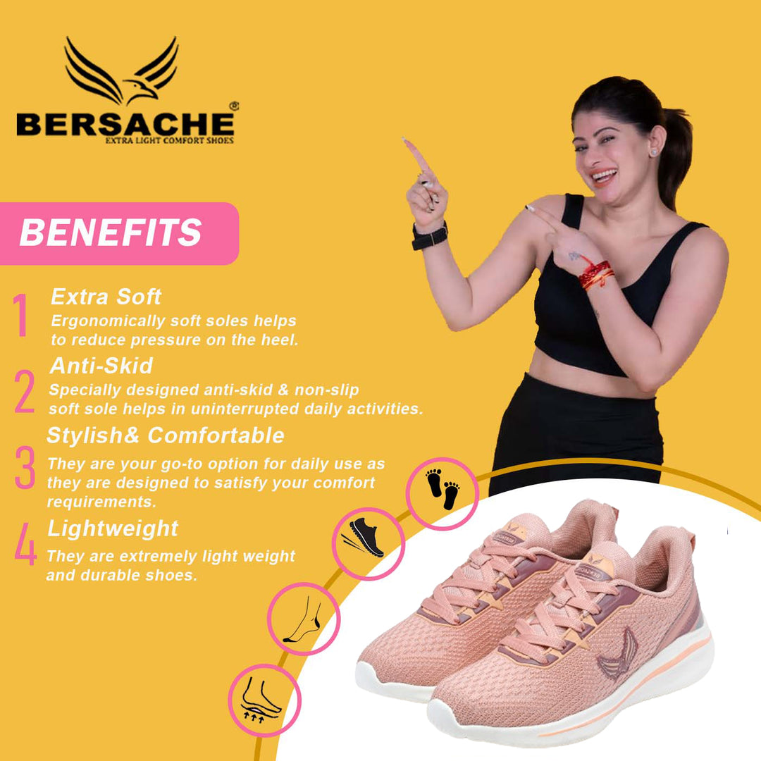 Bersache Sneaker, Loafers ,Casual With Extra Comfort Sneakers for Women's/GIRL's (9185-Pink)