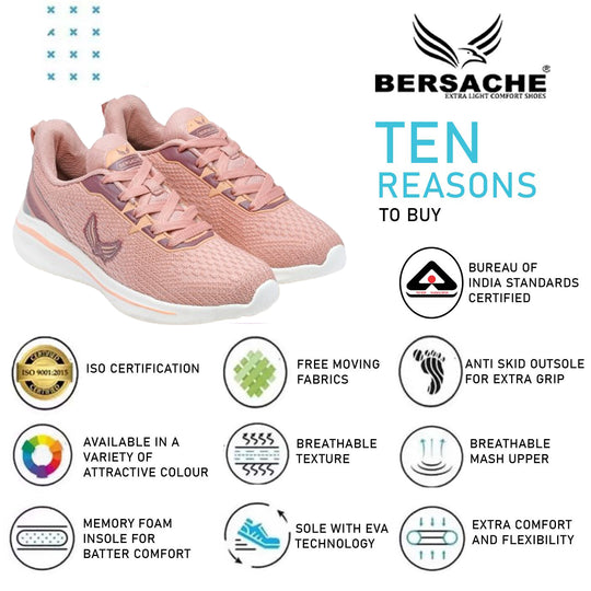 Bersache Sneaker, Loafers ,Casual With Extra Comfort Sneakers for Women's/GIRL's (9185-Pink)