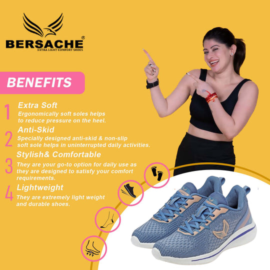 Bersache Premium Sports ,Gym, Trending Stylish Running shoes for Women's/GIRL's (9186-Blue)