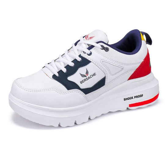 Bersache Lightweight Casual Sneaker Shoes For Men White-7052