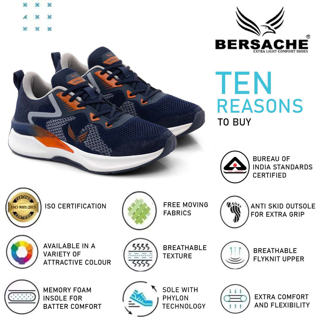 Bersache Premium Sports ,Gym, Trending Stylish Running Shoes For Men (9202-Blue)