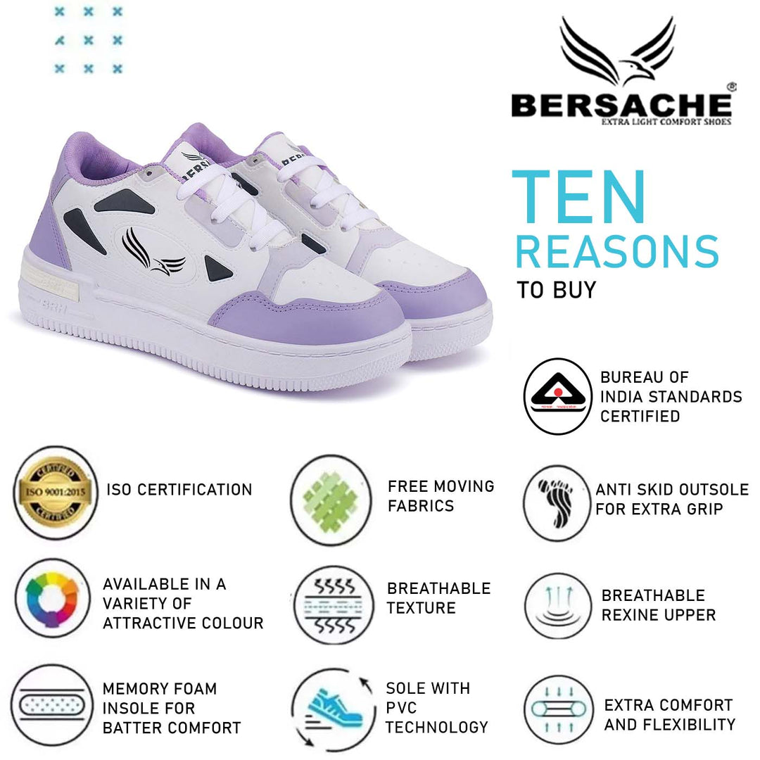 Bersache Premium Sports ,Gym, Trending Stylish Running Colour Changing shoes for Women (8067-Purple)