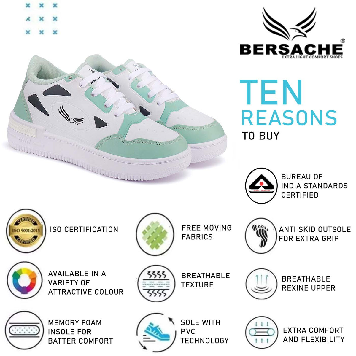 Bersache Premium Sports ,Gym, Trending Stylish Running Colour Changing shoes for Women (Green-8065)