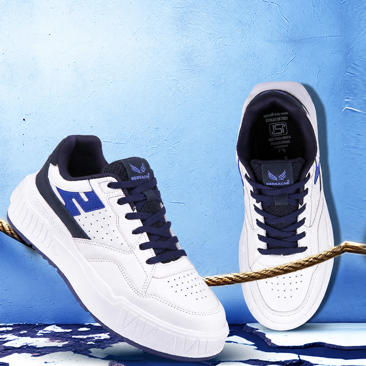 Bersache Sneaker, Loafers ,Casual With Extra Comfort Sneakers For Men's/Boy's (8049-White & Blue) .