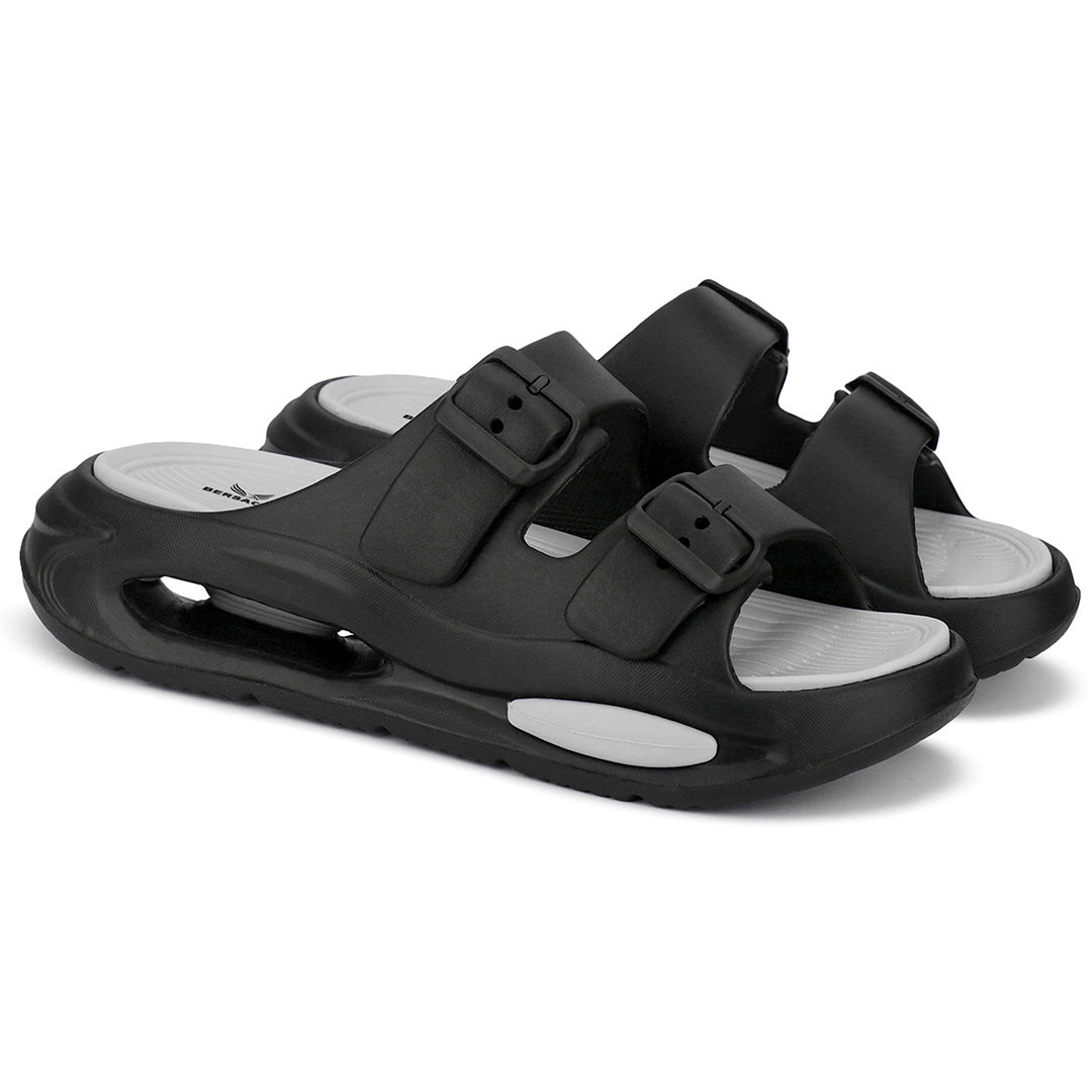 Bersache Extra Soft Classic Casual  with Regular wear with Ultra Soft & Flexibility Technology Sandals for Men's-(6345-Gray & Black)