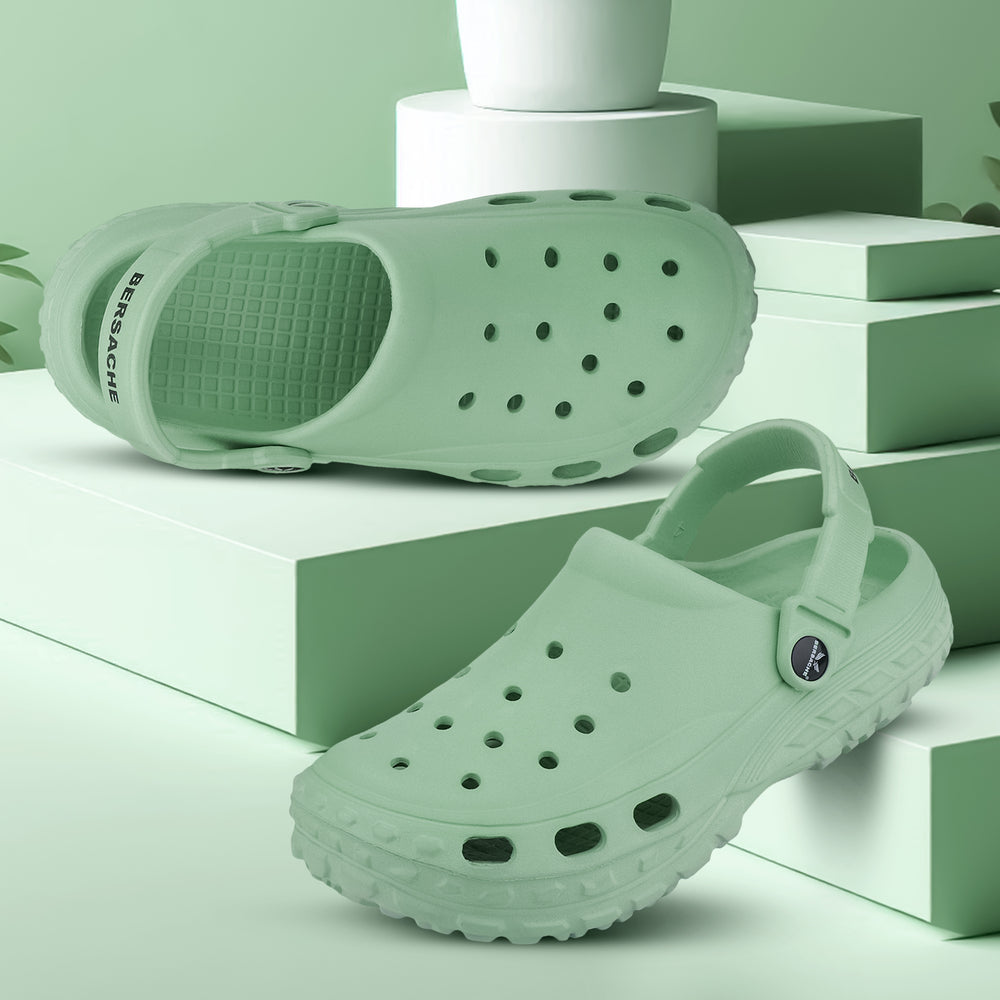 Bersache Extra Soft Classic Casual with  Regular wear with Ultra Soft & Flexibility Technology Clog's for Women's & Girl's (Green-6196)