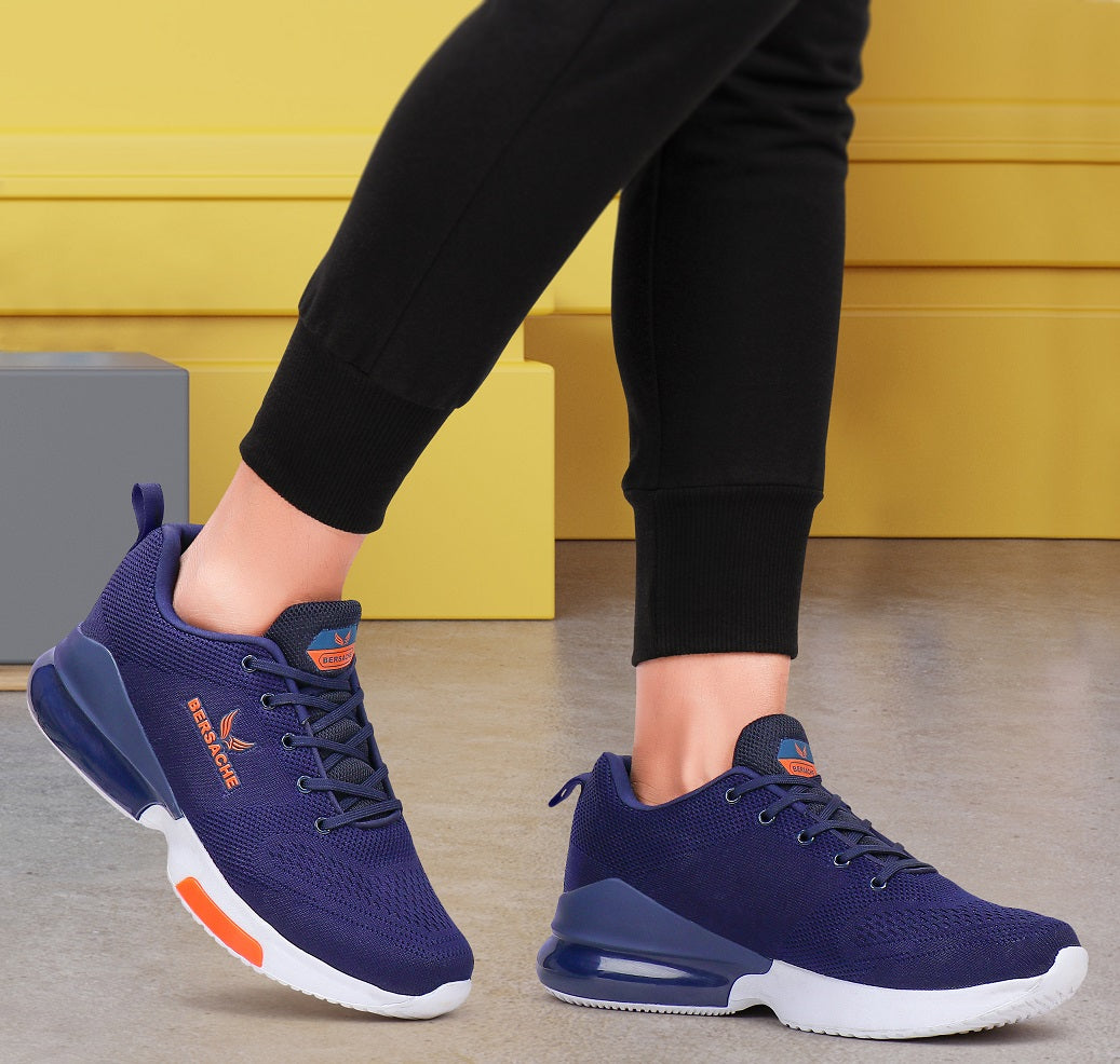 Bersache Lightweight Sports Running Shoes For Men Navy-9048