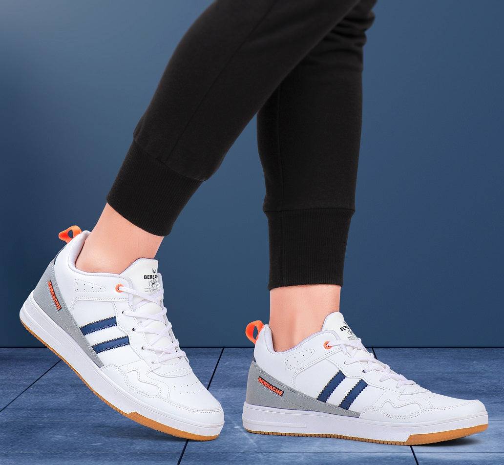 Bersache Lightweight Casual Sneaker Shoes For Men White-9057