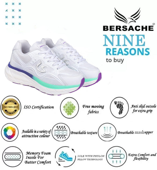 Bersache Sneaker, Loafers ,Casual with extra comfort sneakers for Women (White-9105)