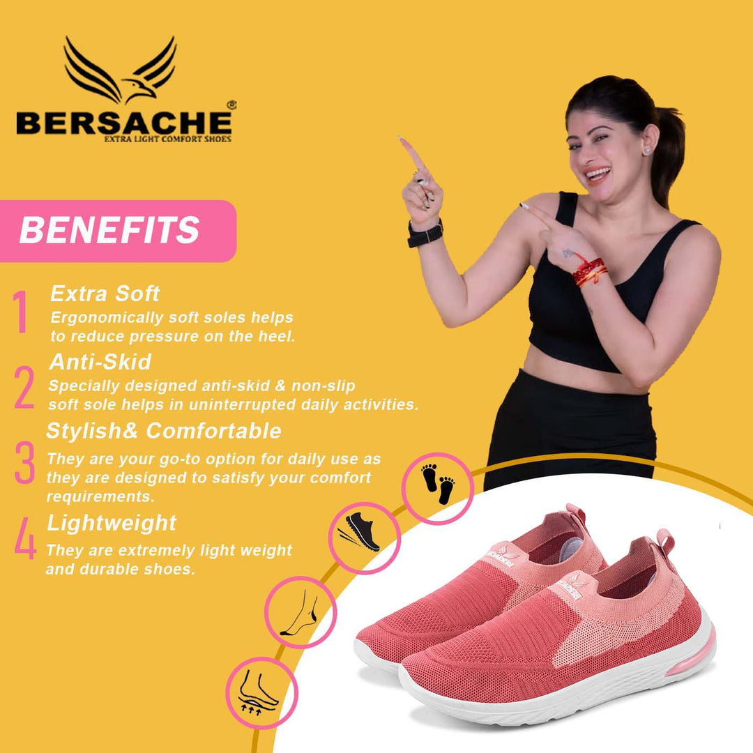 Bersache Sneaker, Loafers ,Casual With Extra Comfort Sneaker, For Women's & Girl's (8054-Pink)