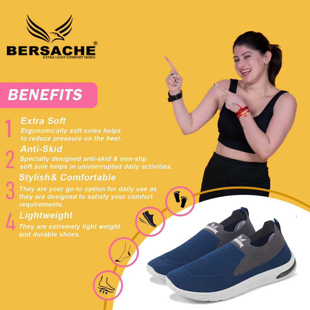 Bersache Sneaker, Loafers ,Casual With Extra Comfort Sneakers For Women's & Girl's (8055-Blue)
