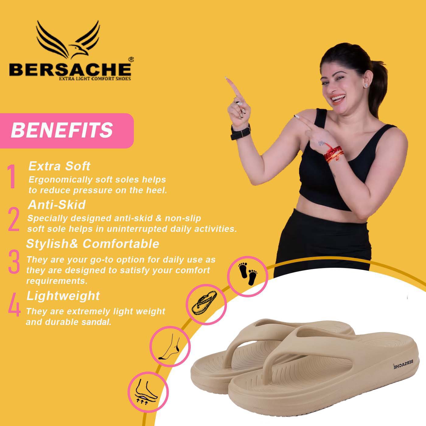 Bersache Extra Soft Classic Casual with  Regular wear with Ultra Soft & Flexibility Technology Clog's For women's/Girl's-(Beige-6197)